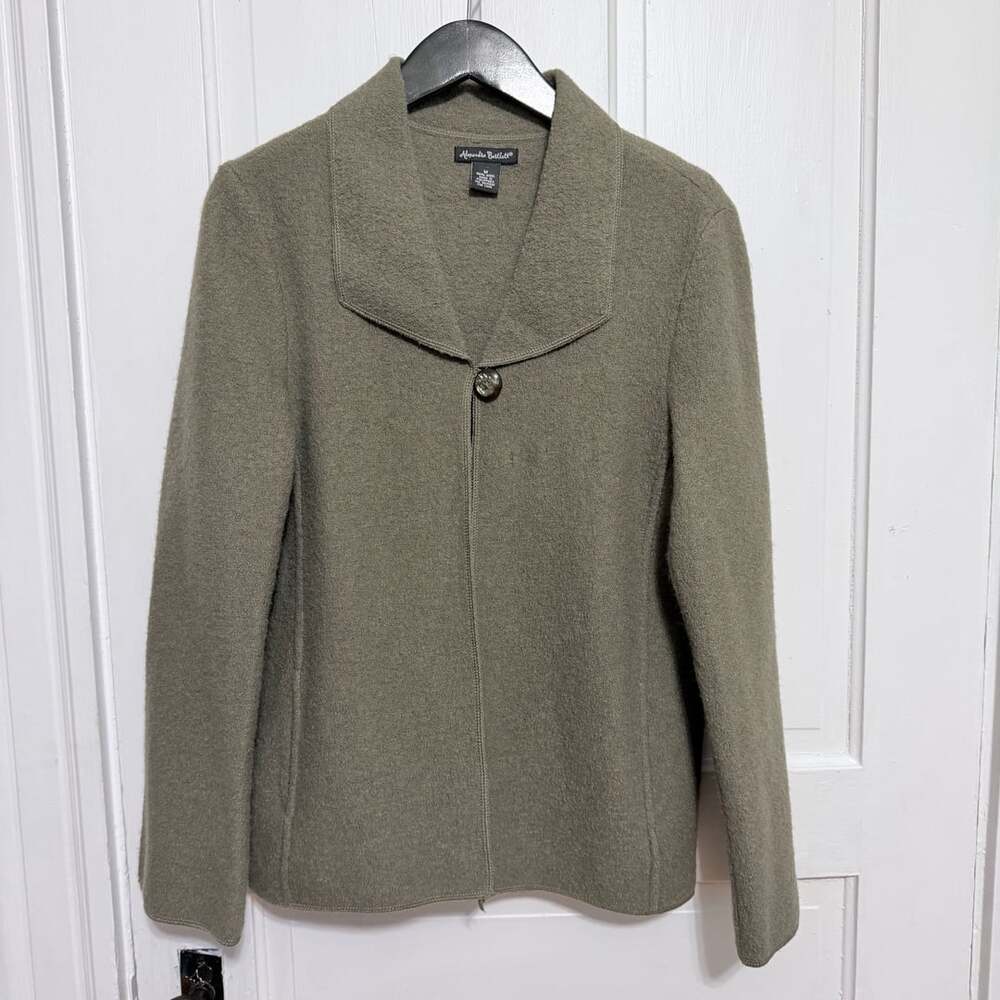 Alexandra Bartlett Vintage 100% Wool Green Collared Jacket Size M